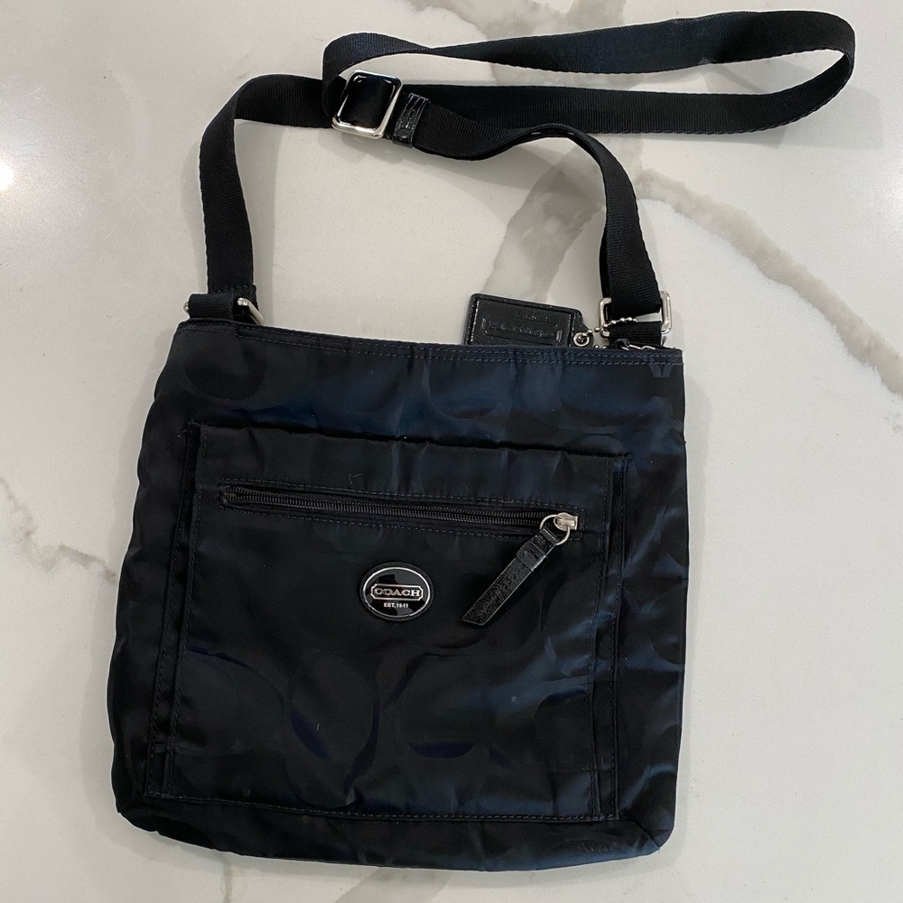Vinyl Coach crossbody bag
